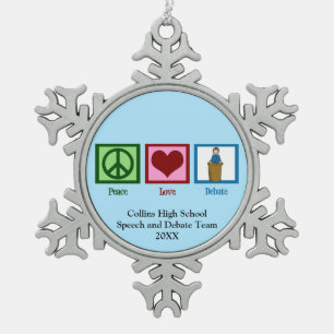 Redner- und Diskussionsteam Niedlich Custom Blue C Schneeflocken Zinn-Ornament