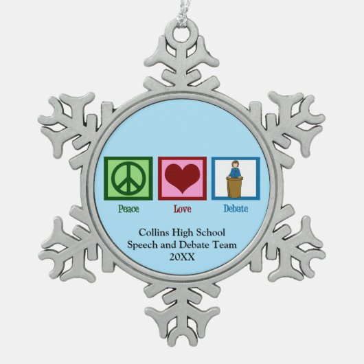 Redner- und Diskussionsteam Niedlich Custom Blue C Schneeflocken Zinn-Ornament (Vorderseite)