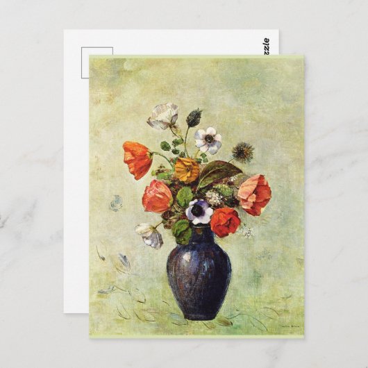 Redon - Anemonen und Pflaumen in einer Vase, Postkarte (Vorne/Hinten)