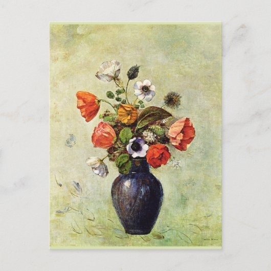 Redon - Anemonen und Pflaumen in einer Vase, Postkarte (Vorderseite)