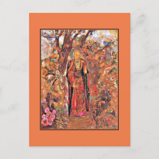 Redon - Buddha, der zwischen den Blume spaziert Postkarte (Vorderseite)
