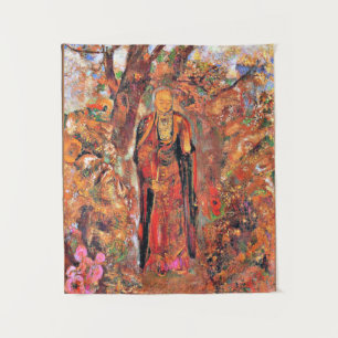 Redon - Buddha, der zwischen den Blume spaziert Wandteppich