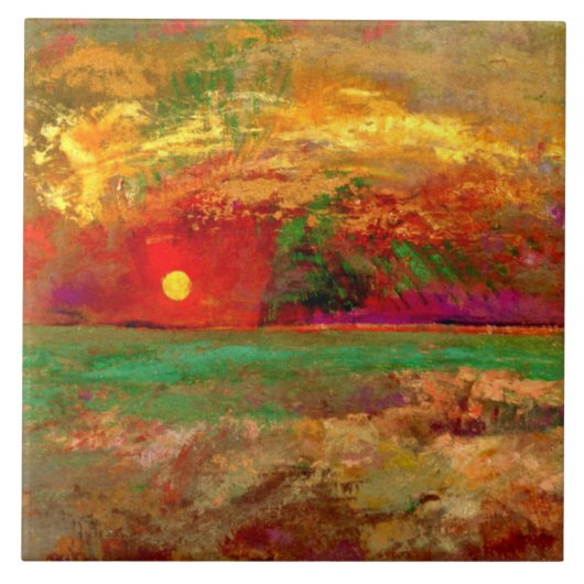 Redon - Der Sonnenuntergang Fliese (Vorderseite)