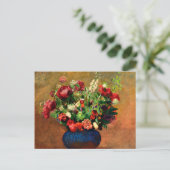 Redon - Poppies und Sweet William in einer blauen Postkarte (Stehend Vorderseite)