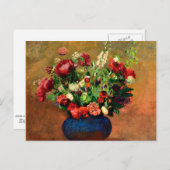 Redon - Poppies und Sweet William in einer blauen Postkarte (Vorne/Hinten)