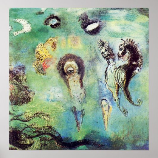 Redon - Seepferde über Unterwasserwelt 1909 Poster (Vorne)