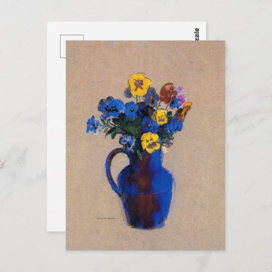 Redon - Vase der Blume Stiefmütterchen, Postkarte (Vorne/Hinten)