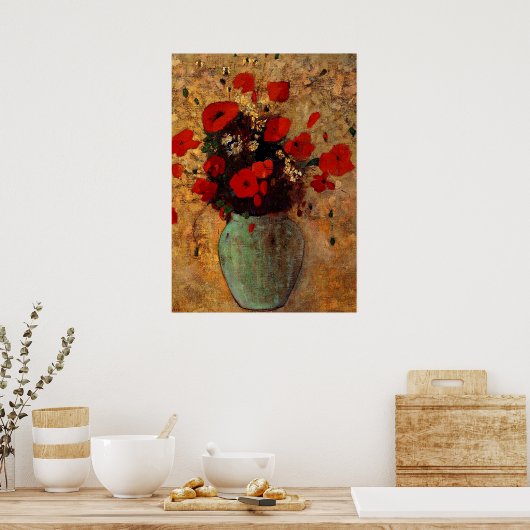 Redon - Vase of Poppies Poster (Küche)