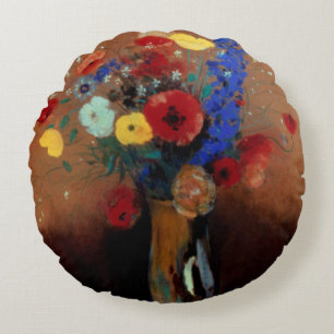 Redon: Wilde Blumen, C1912 Rundes Kissen