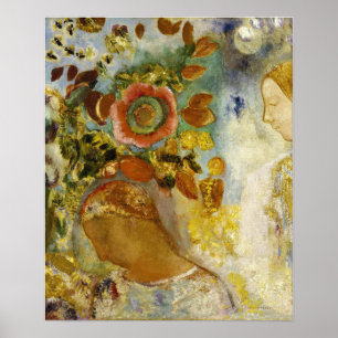 Redon - Zwei junge Mädchen unter Blumen Poster