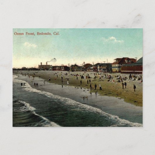 Redondo Beach CA, Badestrand 1910er Postkarte (Vorderseite)