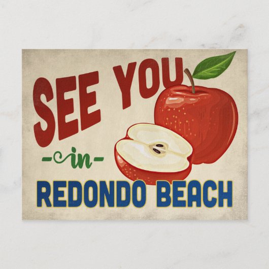 Redondo Beach California Apple - Vintage Travel Postkarte (Vorderseite)