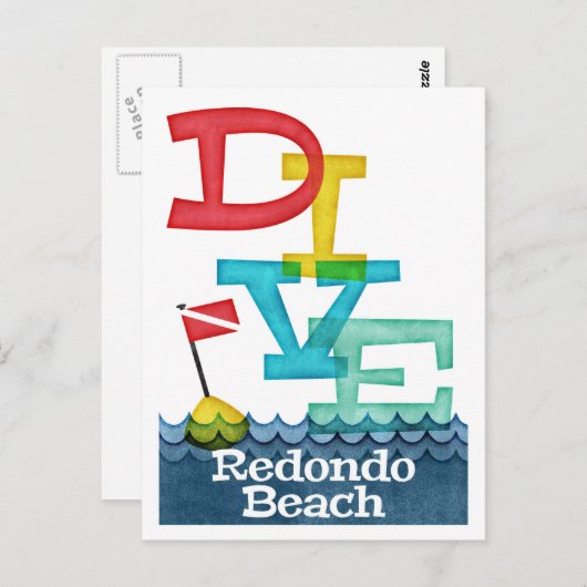Redondo Beach Dive - farbenfrohe Scuba Postkarte (Vorne/Hinten)