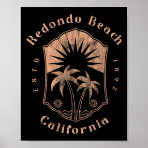 Redondo Beach Kalifornien Retro Surfer Vintage Str Poster