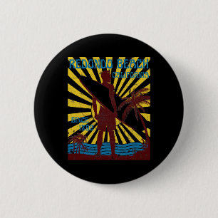 Redondo Beach Kalifornien Surfen Sommerurlaub Vint Button