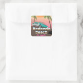 Redondo Beach LA Reiseplakat Quadratischer Aufkleber (Tasche)