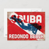 Redondo Beach Scuba Diver - Blue Retro Postkarte (Vorne/Hinten)