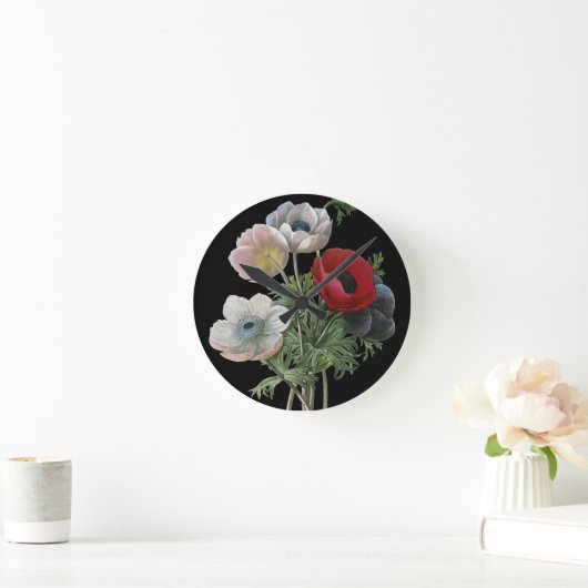 Redoute: Anemone, 1833 Runde Wanduhr (Zuhause)