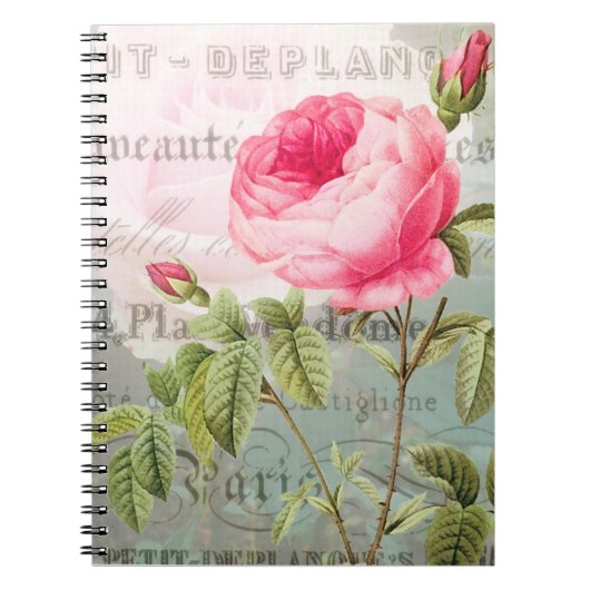 Redoute Antique Rose French Shabby Notebook Notizblock (Vorderseite)