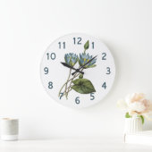 Redoute blaues Lotus BlumenAquarell Große Wanduhr (Zuhause)