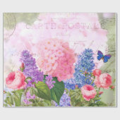 Redoute Blume Collage Glossage Wrapping Paper Geschenkpapier (Flach)