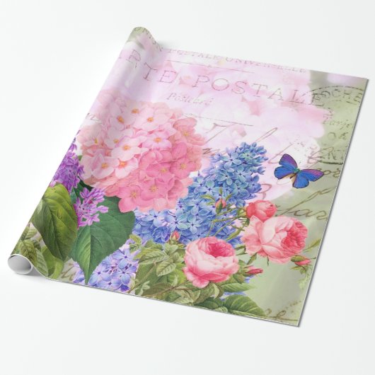 Redoute Blume Collage Glossage Wrapping Paper Geschenkpapier (Ungerollt)
