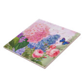 Redoute Blume Pink Hydrangea Keramik Tile Fliese (Seite)