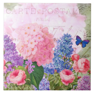 Redoute Blumen-Collagen-französische Fliese