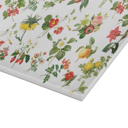 Redoute Botanische Dekorative Glaszuführung Schneidebrett (Ecke)