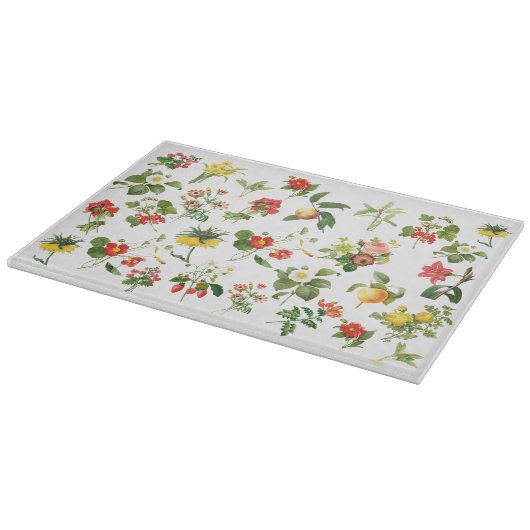 Redoute Botanische Dekorative Glaszuführung Schneidebrett (Ecke)