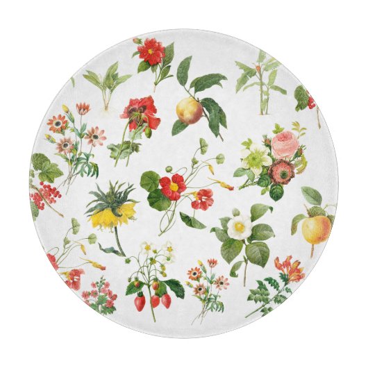 Redoute Botanische Dekorative Glaszuführung Schneidebrett (Vorderseite)