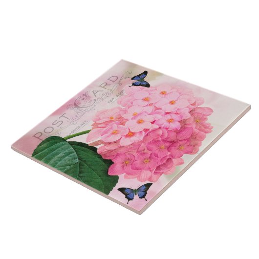 Redoute French Pink Hydrangea Keramik Tile Fliese (Seite)
