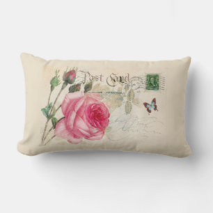 Redoute French Pink Rose Lumbar Throw Kissen