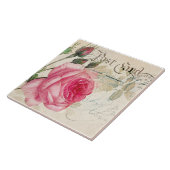 Redoute French Pink Rose Postcard Keramik Tile Fliese (Seite)