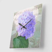 Redoute Hydrangea Shabby French Accent Clock Quadratische Wanduhr (Winkel)