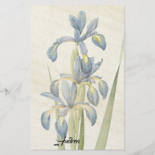 Redoute Iris-Blumen-Blätter-Reis-Papierbriefpapie Briefpapier