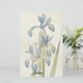 Redoute Iris-Blumen-Blätter-Reis-Papierbriefpapier Briefpapier (Stehend Vorderseite)