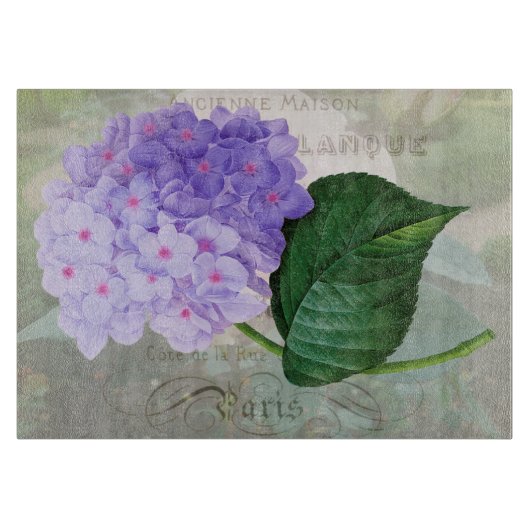 Redoute Lila Hydrangea Glaszuchtplatine Schneidebrett (Vorderseite)