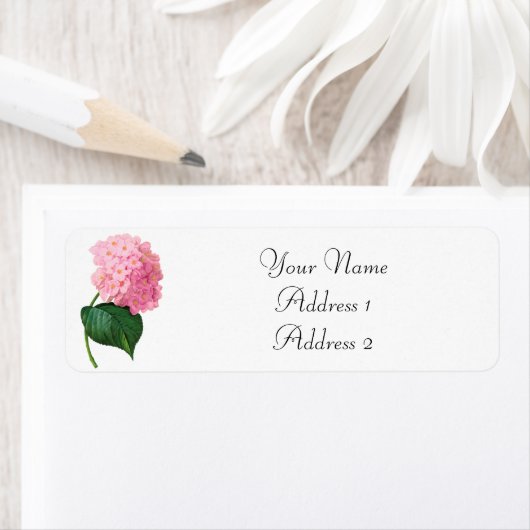 Redoute Pink Hydrangea Avery Address Labels (Insitu)