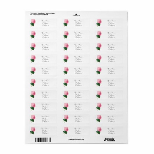 Redoute Pink Hydrangea Avery Address Labels (Vorne)