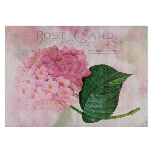 Redoute Pink Hydrangea Blume Glasschneidebrett Schneidebrett (Vorderseite)