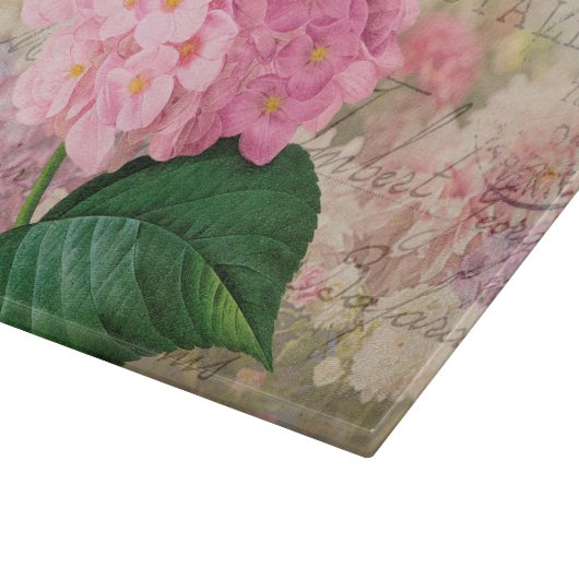 Redoute Pink Hydrangea Blume Glasschneidebrett Schneidebrett (Ecke)