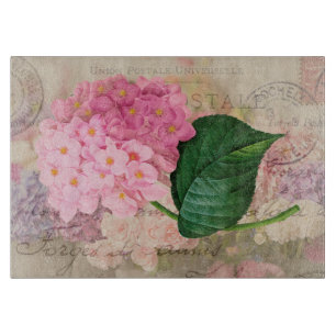 Redoute Pink Hydrangea Blume Glasschneidebrett Schneidebrett