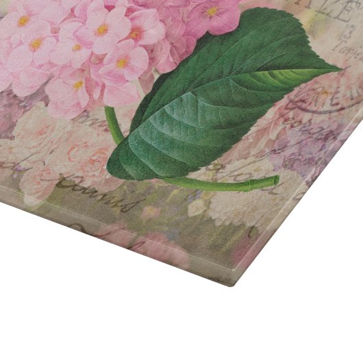 Redoute Pink Hydrangea Blume Glasschneidebrett Schneidebrett (Ecke)