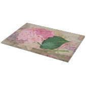 Redoute Pink Hydrangea Blume Glasschneidebrett Schneidebrett (Ecke)