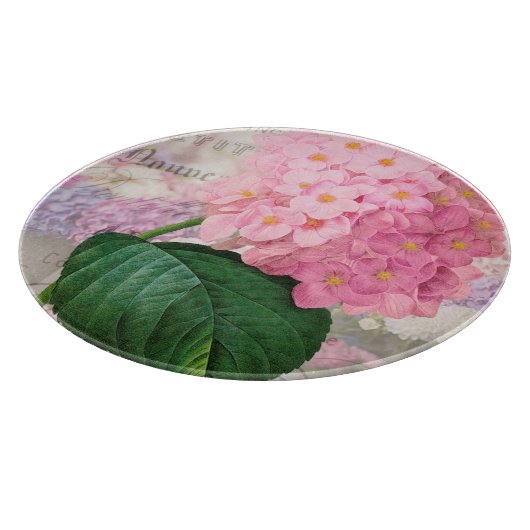 Redoute Pink Hydrangea Round Cutting Board Schneidebrett (Ecke)