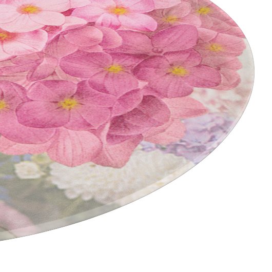 Redoute Pink Hydrangea Round Cutting Board Schneidebrett (Ecke)