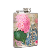 Redoute Pink Hydrangea Vinyl Wrapped Flask Flachmann (Rechts)