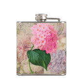 Redoute Pink Hydrangea Vinyl Wrapped Flask Flachmann (Rückseite)