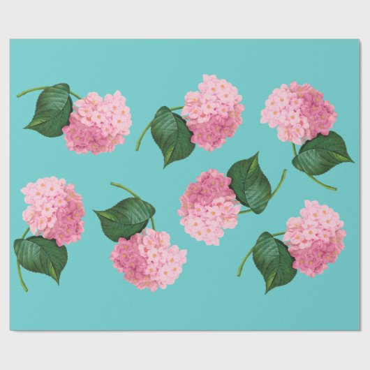 Redoute Pink Hydrangea Wrapping Paper Geschenkpapier (Flach)